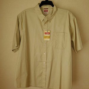 Wrangler Tan S/S Button Down 2XL NWT Relaxed Fit